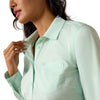 10073392 Ariat Women's Team Kirby Long Sleeve Button Up Shirt - Dusty Aqua