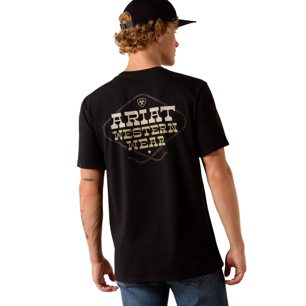10073418 Ariat Men's Country and Western Lockup Classic Fit T-Shirt - Black