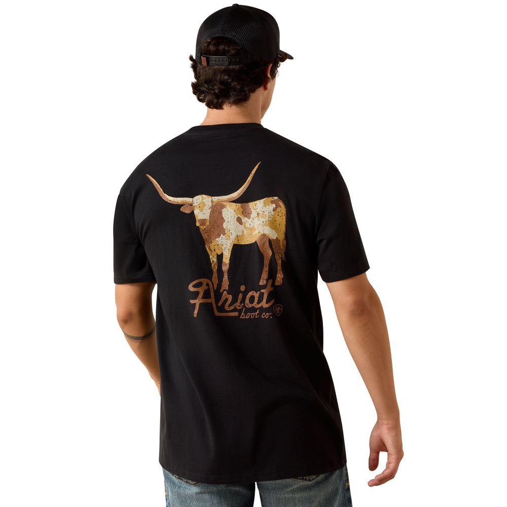 10073419 Ariat Men's Cowmooflage Classic Fit T-Shirt - Black