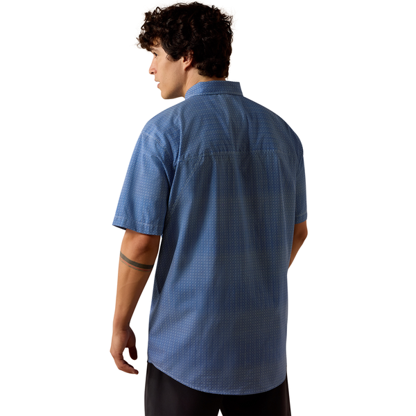 10073440 Ariat Men's Printed 360 Airflow Classic Fit Short Sleeve Shirt - Blue Quartz