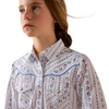 10073447 Ariat Girls' Grace Long Sleeve Western Snap Shirt - Blossom Stripe