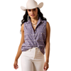 10073462 Ariat Women's Billie Jean Sleeveless Shirt - Blue Granite Dewdrop