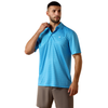 10073468 Ariat Men's All Over Print Short Sleeve Polo - Ibiza Blue Mini Geo Print