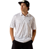 10073470 Ariat Men's All Over Print Short Sleeve Polo - White Western Toss Print