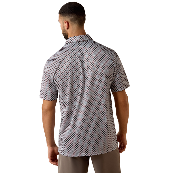 10073471 Ariat Men's All Over Print Short Sleeve Polo - White Geo X Print