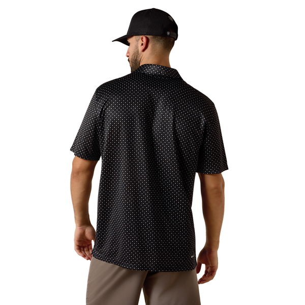 10073472 Ariat Men's All Over Print Short Sleeve Polo - Black Mini Star Print