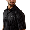 10073472 Ariat Men's All Over Print Short Sleeve Polo - Black Mini Star Print