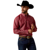 10073476 Ariat Men's Wrinkle Free Solid Pinpoint Oxford Classic Fit Long Sleeve Shirt - Rhubarb