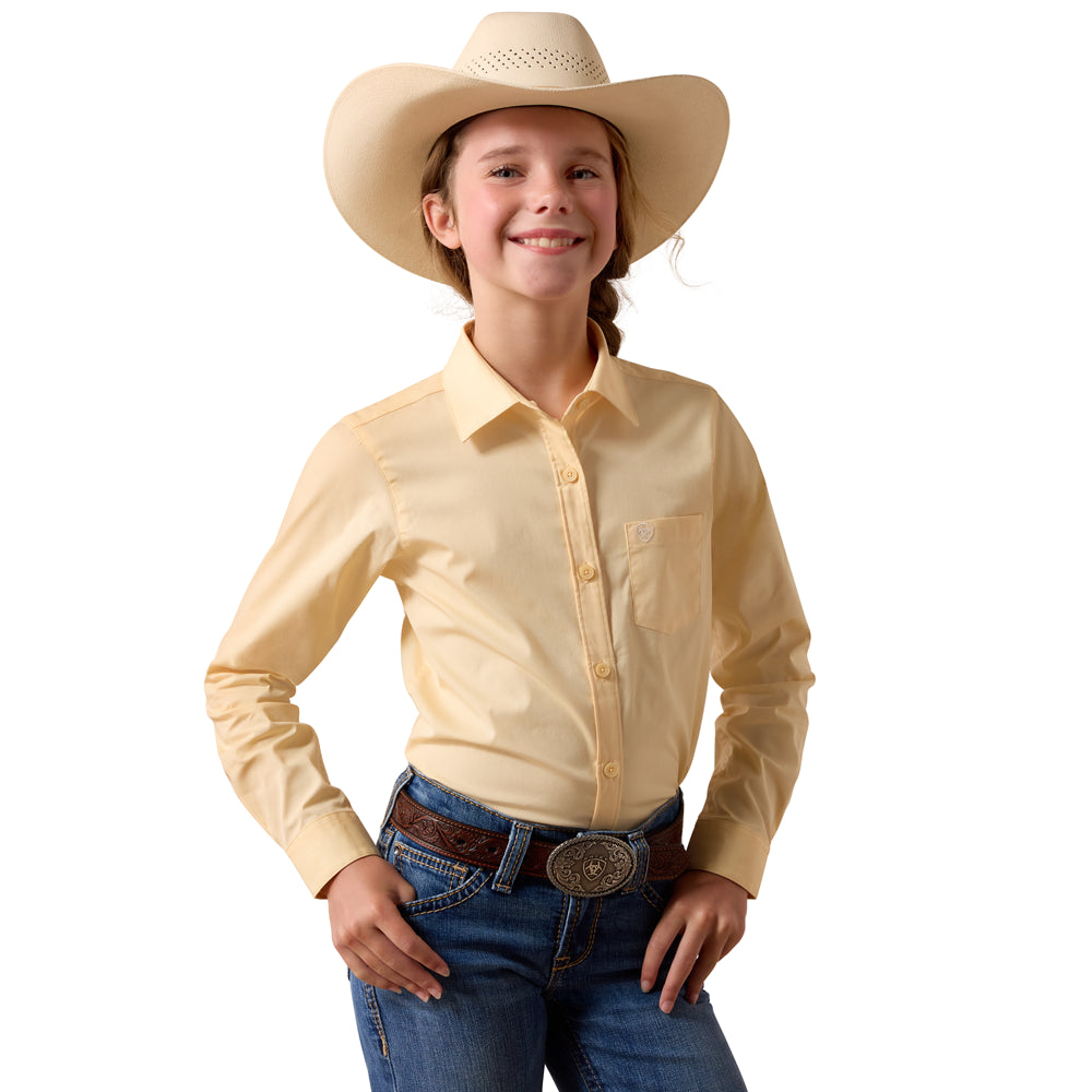 10073492 Ariat Girls' Kirby Long Sleeve Western Stretch Shirt - Cornhusk