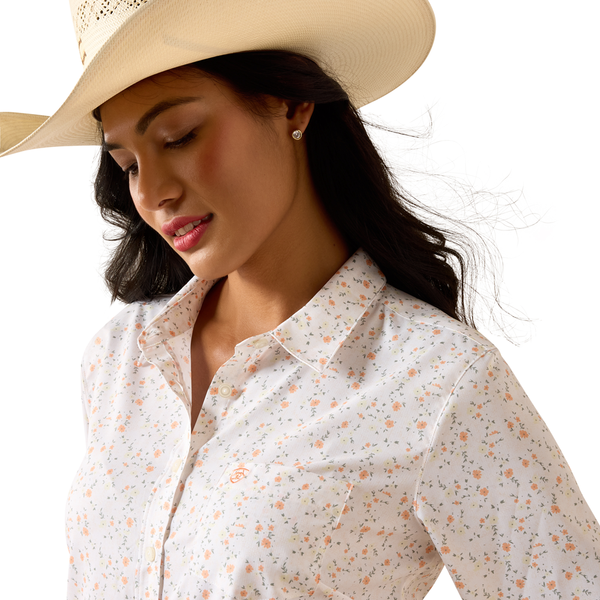 10073505 Ariat Women's Kirby Pro Long Sleeve Button Up Shirt - Cornhusk Floral Print