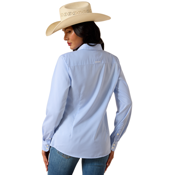 10073506 Ariat Women's Kirby Pro Long Sleeve Button Up Shirt - Ultramarine Stripe