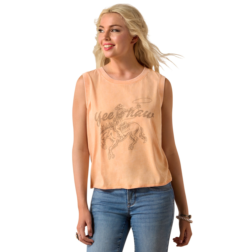 10073515 Ariat Women's Wild Roper Tank - Orange Chiffon