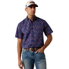 10073534 Ariat Men's Berne Fitted Short Sleeve Shirt - Patriot Blue Americana Print