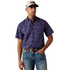 10073534 Ariat Men's Berne Fitted Short Sleeve Shirt - Patriot Blue Americana Print