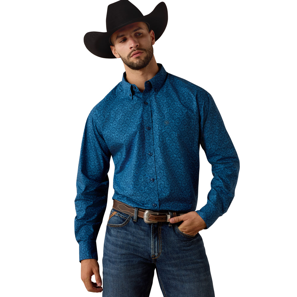 10073535 Ariat Men's Niven Classic Fit Long Sleeve Shirt - Key Largo Scroll Print