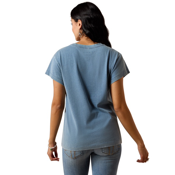 10073552 Ariat Women's Spirit of Soul Short Sleeve T-Shirt - Light Washed Indigo