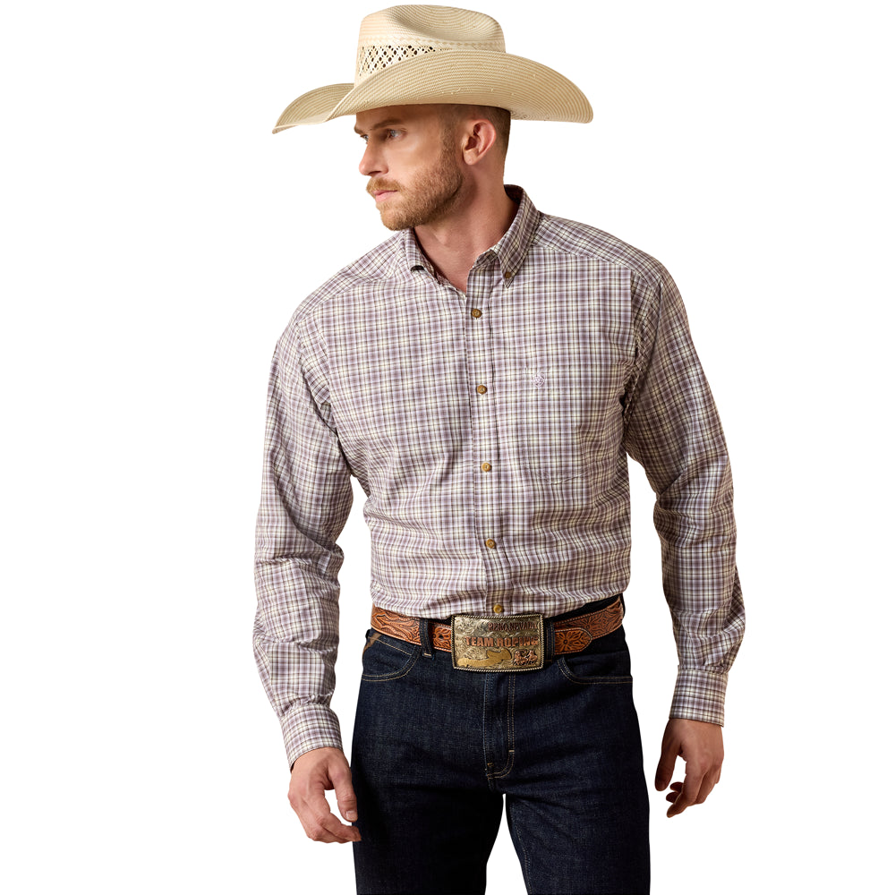 10073566 Ariat Men's Pro Series Sevyn Classic Fit Long Sleeve Shirt - Purple Moon Plaid