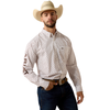 10073629 Ariat Men's Team Dallas Classic Fit Long Sleeve Shirt - White Multi Geo Print/Black