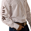 10073629 Ariat Men's Team Dallas Classic Fit Long Sleeve Shirt - White Multi Geo Print/Black