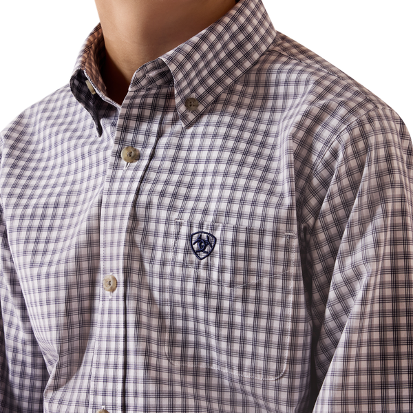 10073636 Ariat Boys' Pro Series Blaire Long Sleeve Shirt - Sleet Grey Plaid
