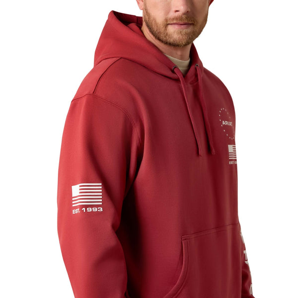 10073714 Ariat Men's Sponsor Patriot Hoodie - Brick Red