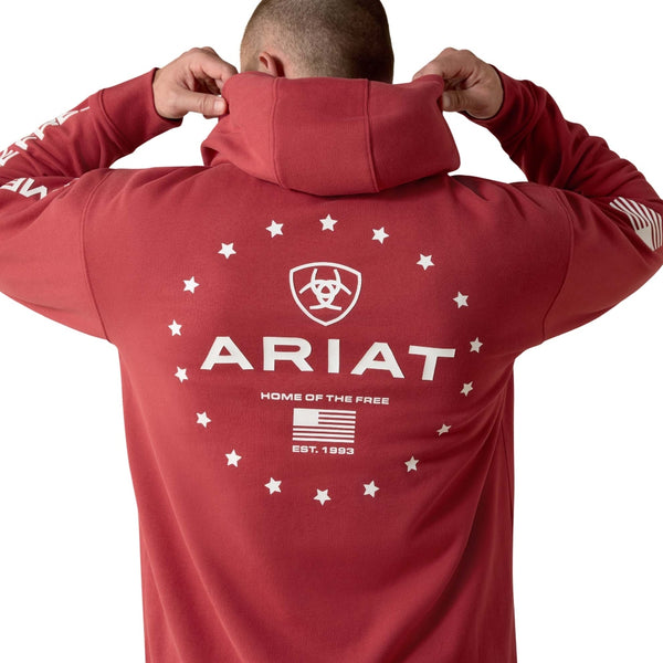 10073714 Ariat Men's Sponsor Patriot Hoodie - Brick Red