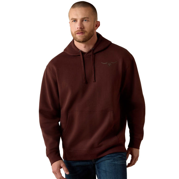 10073715 Ariat Men's Shield Steerhead Hoodie - Brown