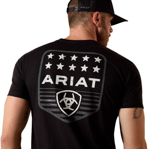 10073966 Ariat Men's Ariat Stripe Patriotic Badge Short Sleeve T-Shirt - Black