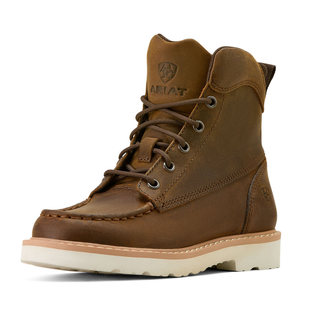10074182 Ariat Youth Lift Lacer Moc Toe Lace Up Boot - Distressed Brown