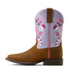 10074202 Ariat Youth Wild Bloom Wide Square Toe Western Boot - Distressed Brown