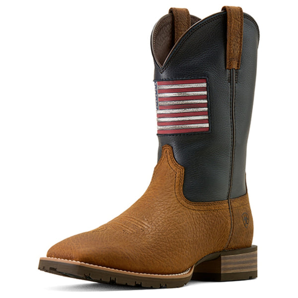 10074205 Ariat Men's Hybrid Rancher Patriot Wide Square Toe Cowboy Boot - Earth / Navy