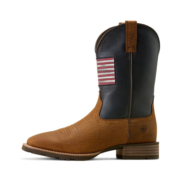 10074205 Ariat Men's Hybrid Rancher Patriot Wide Square Toe Cowboy Boot - Earth / Navy
