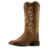 10074320 Ariat Women's Round Up Holly Wide Square Toe Western Boot - Pearl Brown