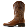 10074322 Ariat Women's Round Up Remuda Wide Square Toe Western Boot - Aged Tan