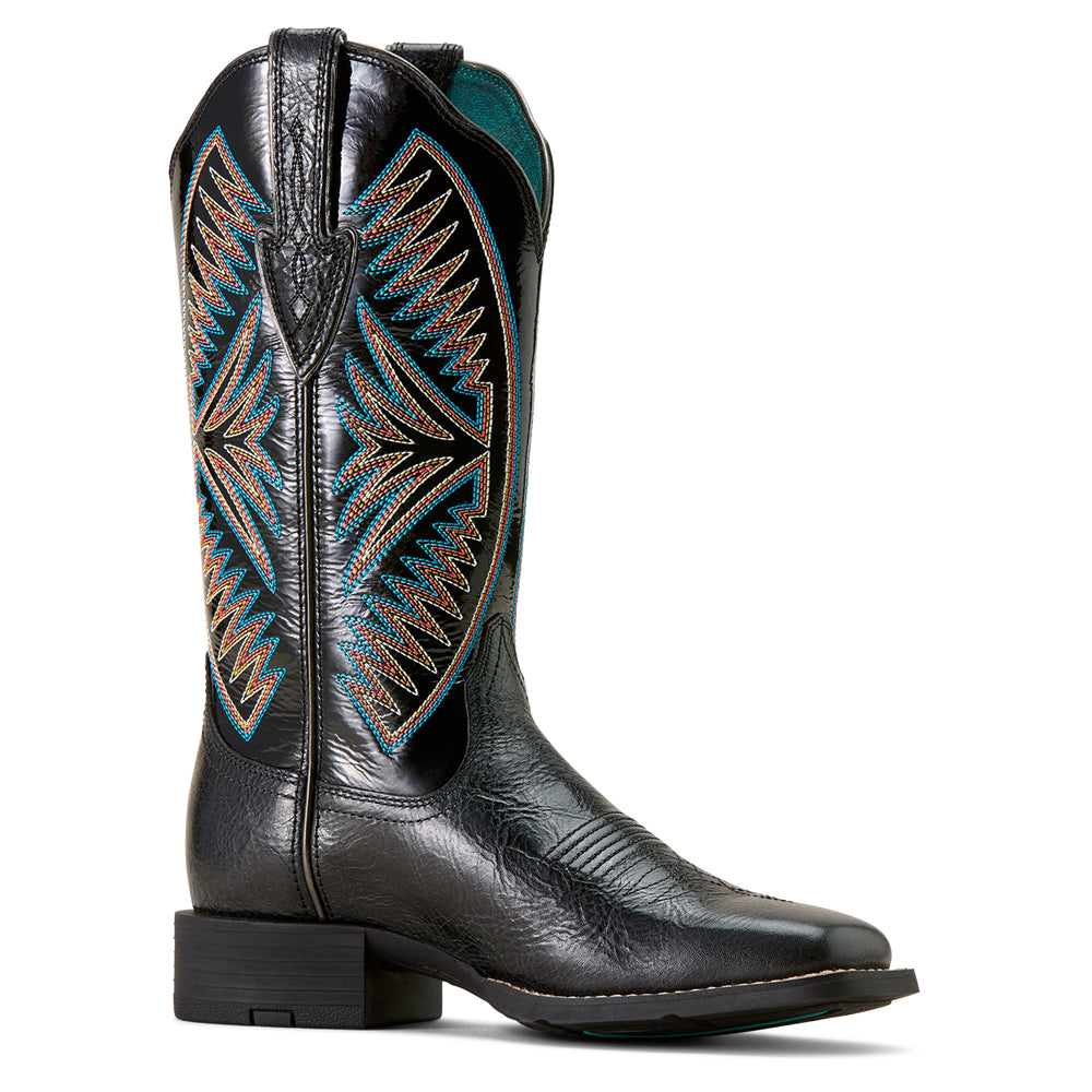 10074332 Ariat Women's Round Up Ruidoso Wide Square Toe Western Boot - True Black
