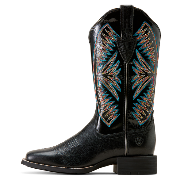 10074332 Ariat Women's Round Up Ruidoso Wide Square Toe Western Boot - True Black
