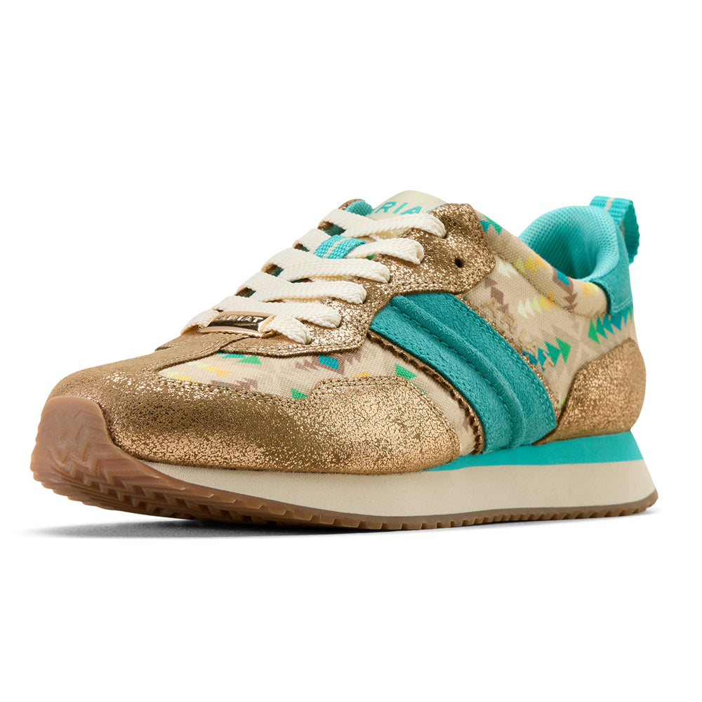 10074395 Ariat Women's Ranch Runner Shoe - Turquoise Blanket Print