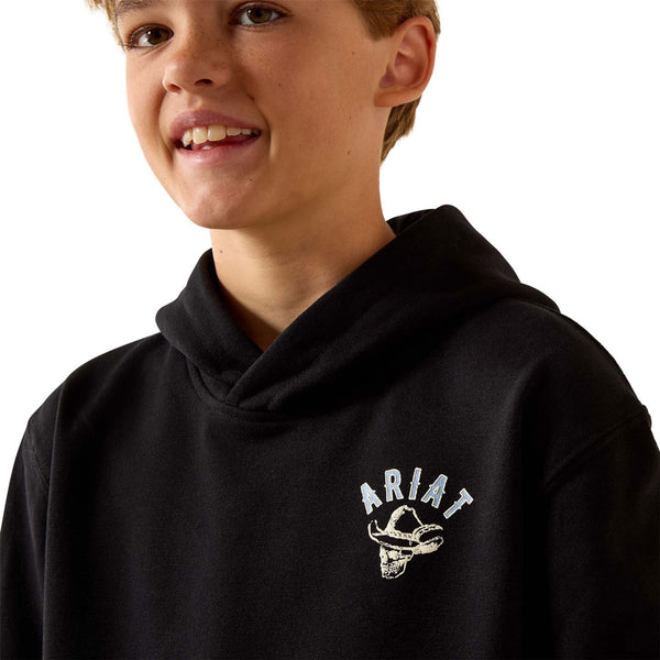 10074909 Ariat Boys' Stitched Skull Hoodie - Black