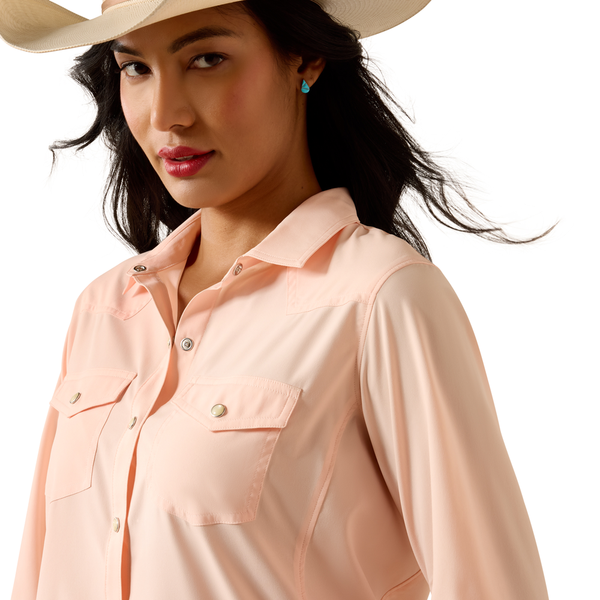 10075359 Ariat Women's VentTEK Long Sleeve Western Shirt - Peach