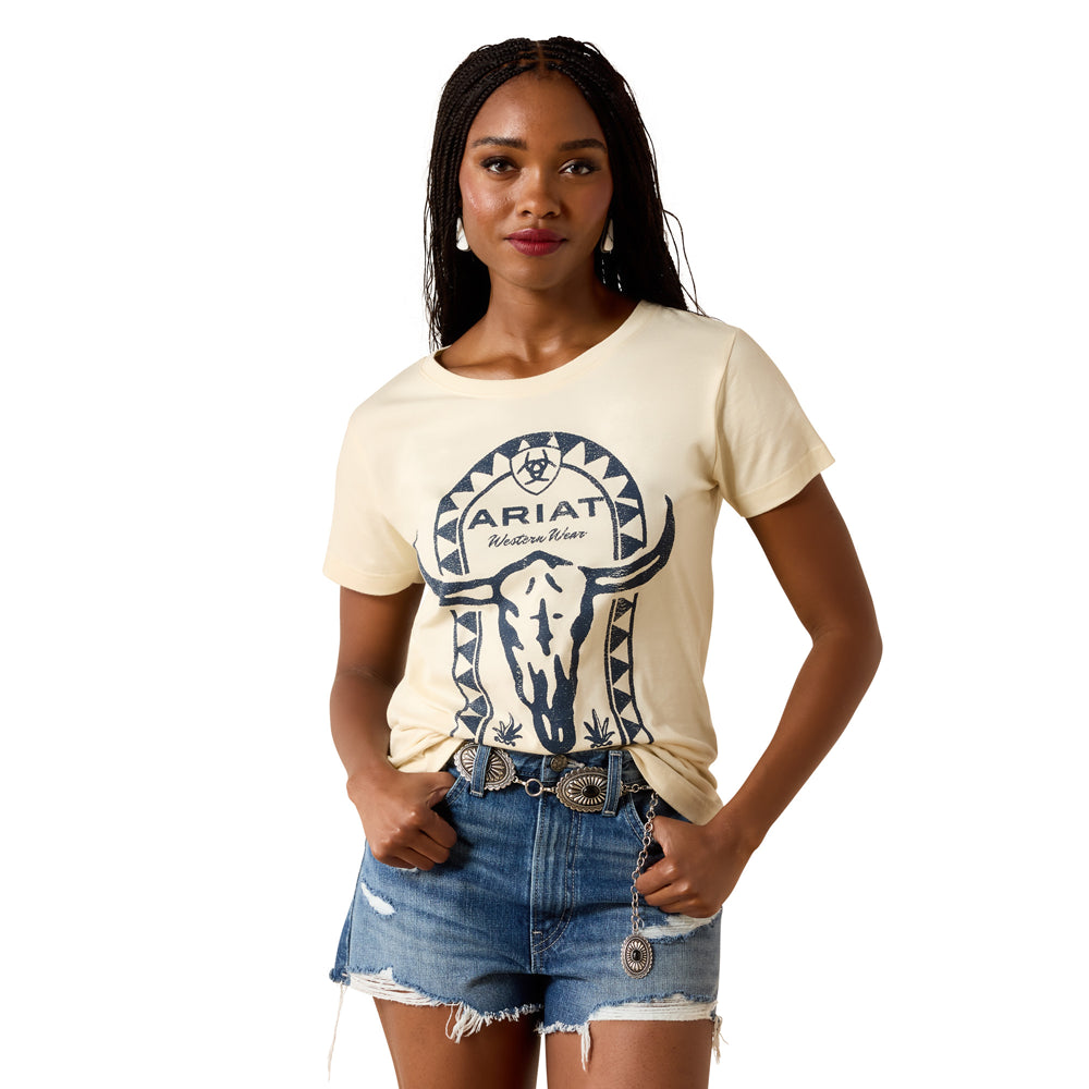 10076380 Ariat Women's Steer Tomb Short Sleeve T-Shirt - Cream