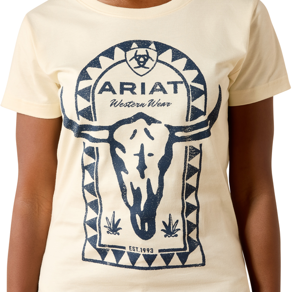 10076380 Ariat Women's Steer Tomb Short Sleeve T-Shirt - Cream