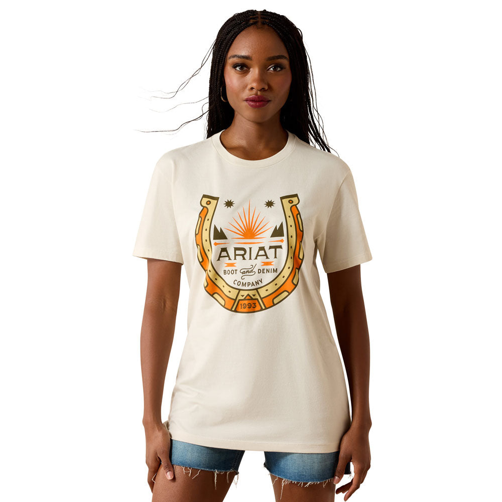 10076397 Ariat Women's Lucky Shoe Short Sleeve T-Shirt - Ivory