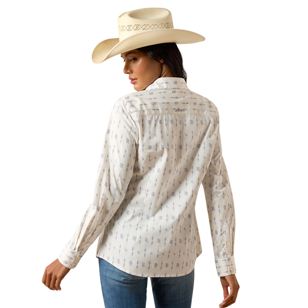 10078847 Ariat Women's Kirby Long Sleeve Western Stretch Shirt - Sea Salt Dewdrop