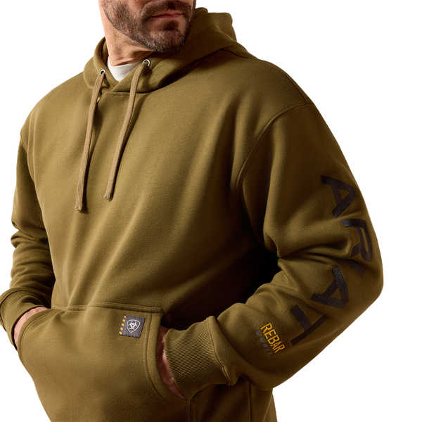 10078968 Ariat Men's Rebar Workman Graphic Hoodie - Military Olive/Licorice