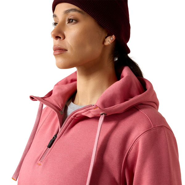 10078973 Ariat Women's Rebar Skill Set 1/2 Zip Hoodie - Mauvewood Heather
