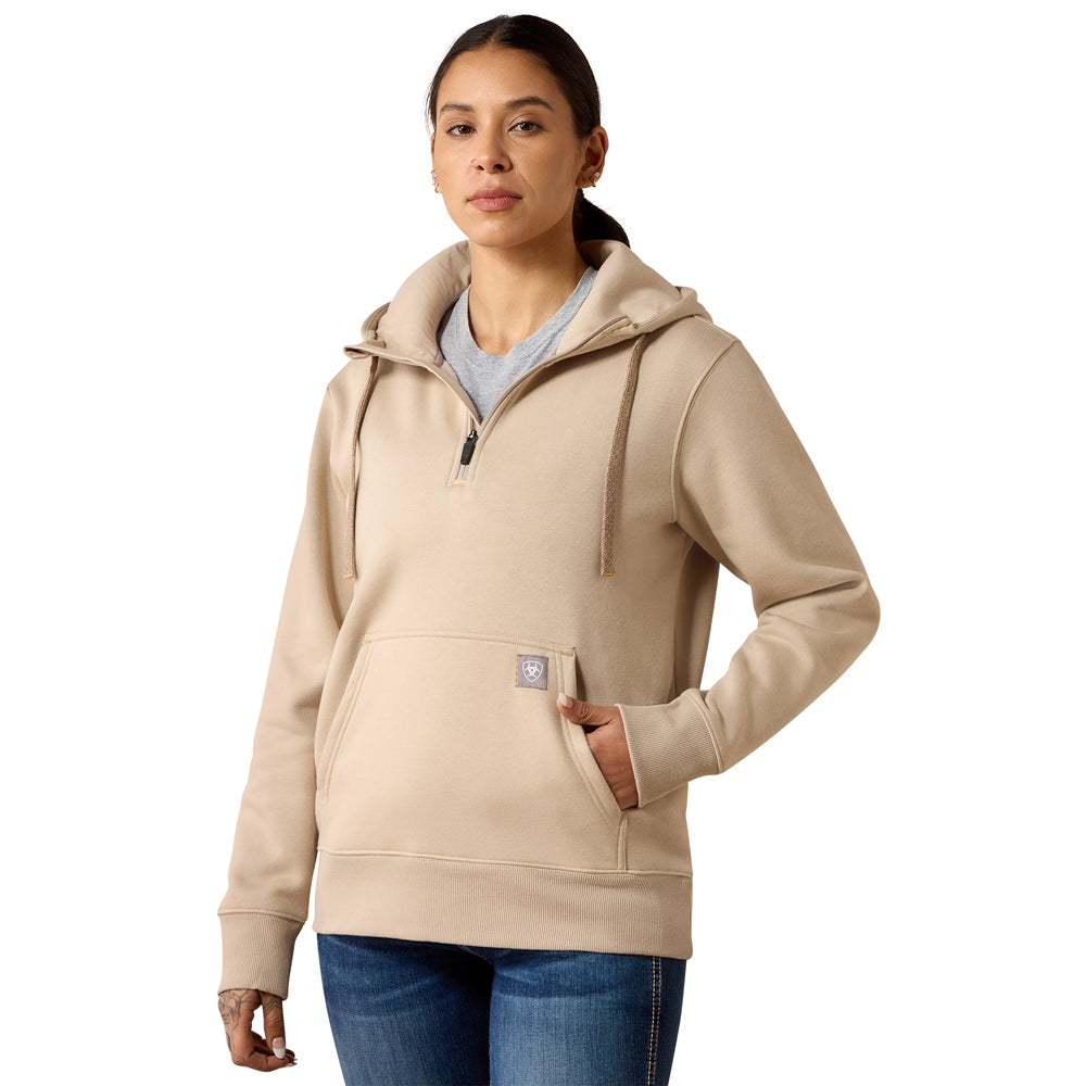 10078998 Ariat Women's Rebar Skill Set 1/2 Zip Hoodie - String/Tan