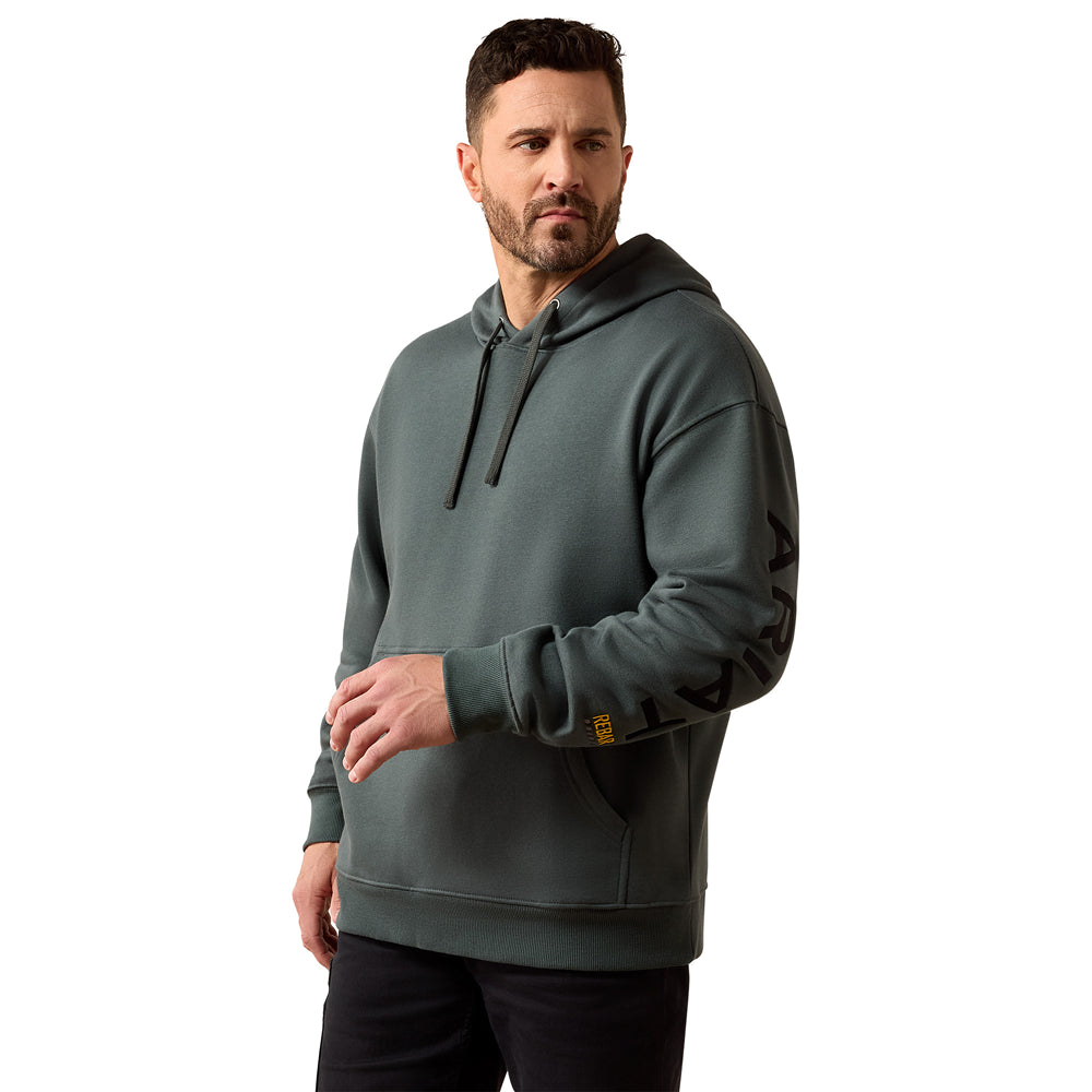 10079021 Ariat Men's Rebar Workman Graphic Hoodie - Steel Green/Black