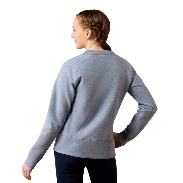 10079079 Ariat Girls' Martine Sweatshirt - Blue Grey Let's Play