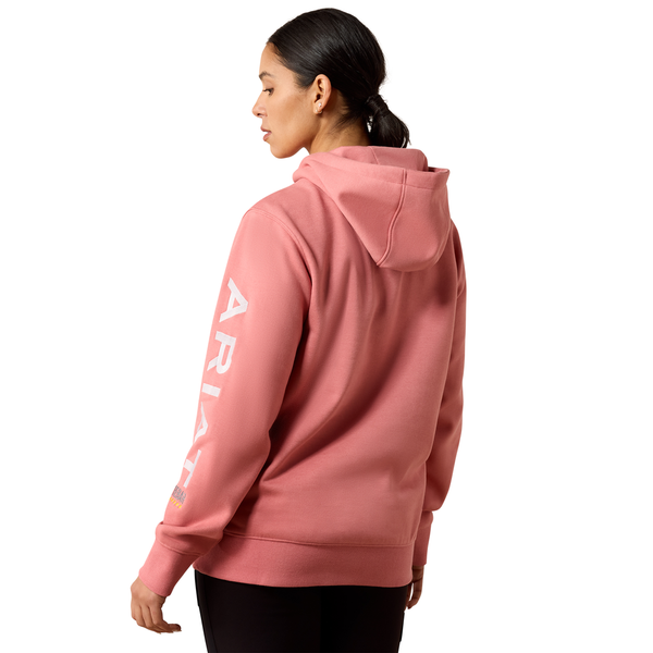 10079235 Ariat Women's Rebar Graphic Hoodie - Dusty Rose Heather/Cloud Grey