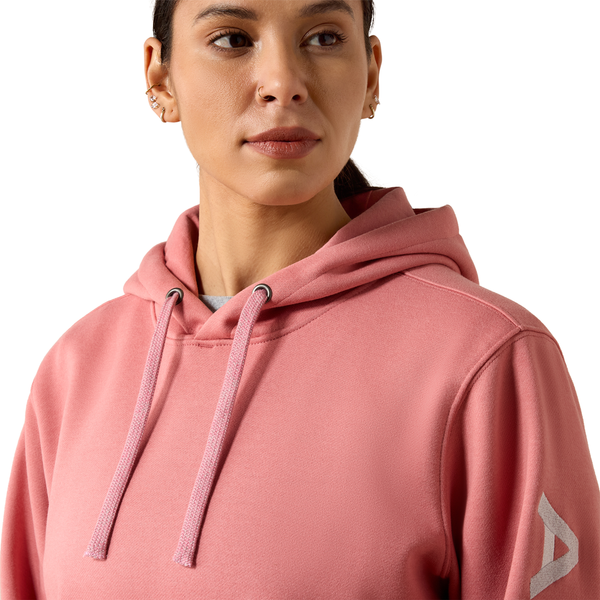 10079235 Ariat Women's Rebar Graphic Hoodie - Dusty Rose Heather/Cloud Grey
